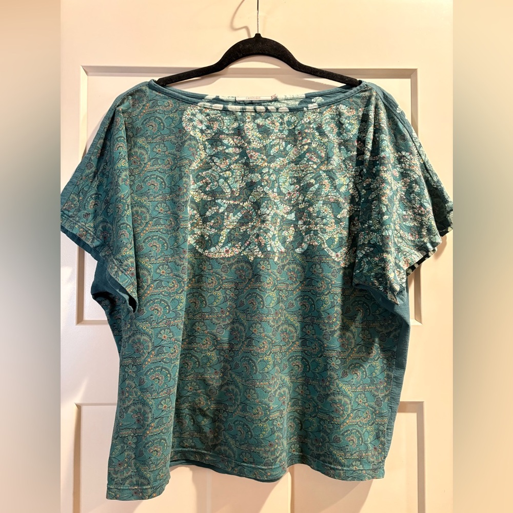 Language Batik Top - Oversized XS - 100% Cotton, Hippie, Granola, Boho